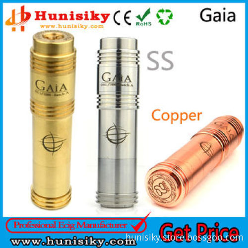 New arrival full mech mod Gaia clone with 18350/18500/18650 battery